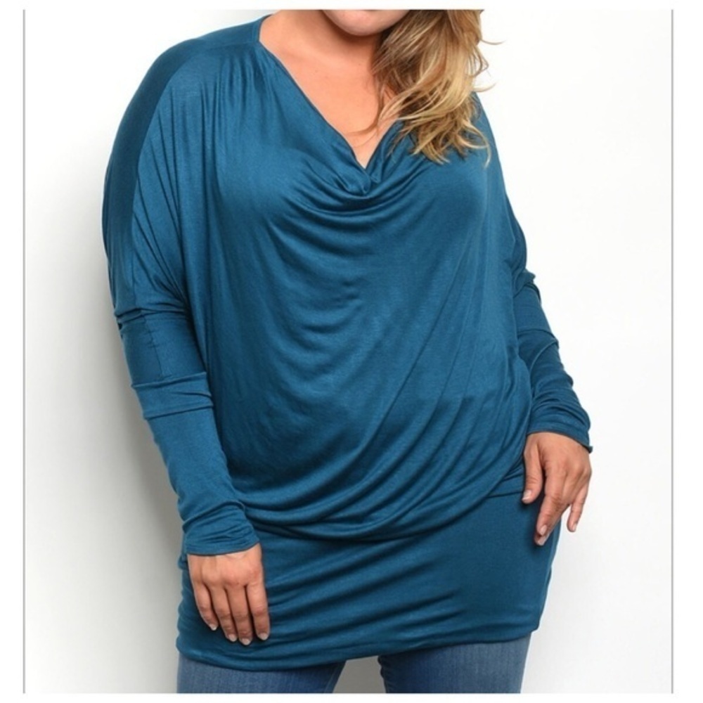 🆕Plus size teal jersey top